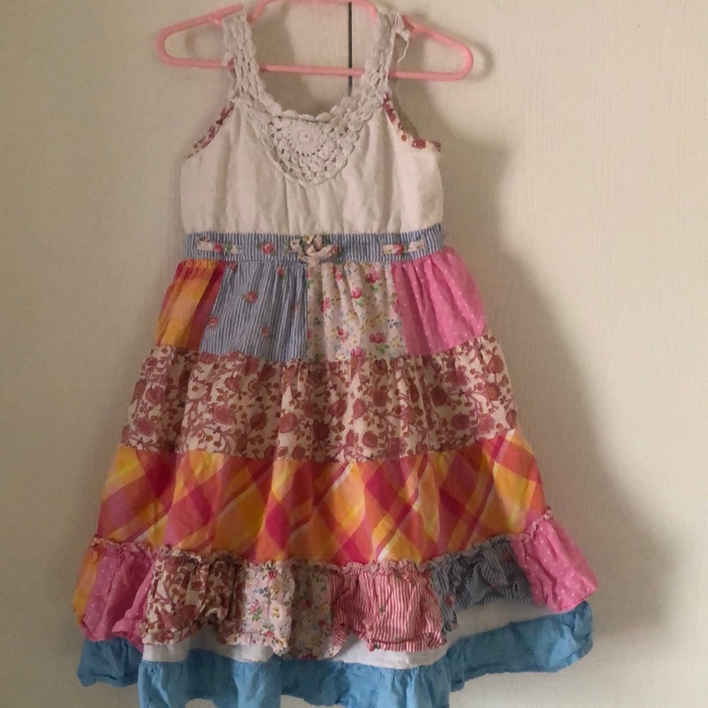 Girls Y2k rare plaid summer patchwork bohemian colorful girls dress